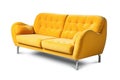 Ai generative. Yellow modern sofa on white Royalty Free Stock Photo