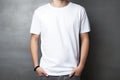 Ai generative. Young man wearing blank white t-shirt