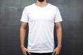 Ai generative. Young man wearing blank white t-shirt