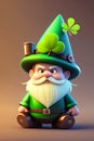 ai generator, artificial intelligence, neural network image. St. Patrick\'s Day. A leprechaun in a green hat with a clover.