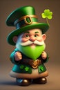 ai generator, artificial intelligence, neural network image. St. Patrick\'s Day. A leprechaun in a green hat with a clover.