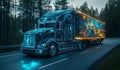 AI generator image of Advanced High-Tech Concept, Big Semi Truck with Cargo