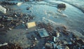 AI generator image of beach littered with garbage and e-waste Royalty Free Stock Photo