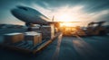 AI generator image of cargo shipments arriving, Airways Boeing Loading Royalty Free Stock Photo