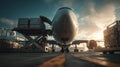 AI generator image of cargo shipments arriving, Airways Boeing Loading Royalty Free Stock Photo