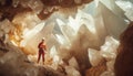 AI generator image of Inside the world largest crystal cave. Royalty Free Stock Photo