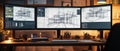 AI generator image of 3D blueprint of an architectural structure