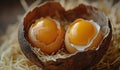 AI generator image of eggs with white flour on table close up detail