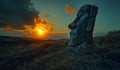 AI generator image of group of scientists at the forefront of exploring and preserving Easter Island\'s cultural