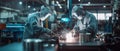 AI generator image of production of valves in a vacuum technology facility. Show the precise manufacturing process Royalty Free Stock Photo