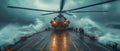 AI generator images of A rescue helicopter is operating over rough seas. Royalty Free Stock Photo