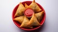 AI generator images of triangular samosas Royalty Free Stock Photo