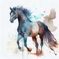 AI Genereted Watercolor stallion colorful on a white Background