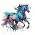 AI Genereted Watercolor stallion colorful on a white Background