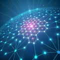 AI Global Network: Interconnected Hexagons with Data Points & Futuristic Tech Royalty Free Stock Photo