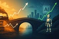 Ai growth bridge past and future technology progress Royalty Free Stock Photo