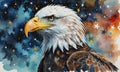 painting eagle with stars in the background Royalty Free Stock Photo