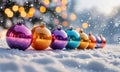 christmas balls in the snow Royalty Free Stock Photo