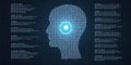AI Head with Glowing Eye on Futuristic Hexadecimal Code Background Royalty Free Stock Photo