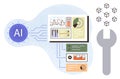 AI-powered system dashboard with diagrams, analytics, and tools in tech-themed minimalist design Royalty Free Stock Photo