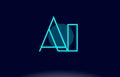 ai a i blue line circle alphabet letter logo icon template vector design