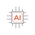 AI icon line art style machine learning intelligent robot and cloud computing network artificial intelligence digital technology Royalty Free Stock Photo