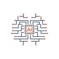 AI icon line art style machine learning intelligent robot and cloud computing network artificial intelligence digital technology Royalty Free Stock Photo