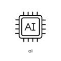 AI icon. Trendy modern flat linear vector AI icon on white background from thin line Artificial Intelligence, Future Technology c