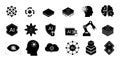 AI Icons â Artificial Intelligence Silhouette Set, Machine Learning, Neural Network, Robotics, Data Technology Royalty Free Stock Photo