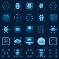 AI icons set. Vector artificial intelligence logo elements