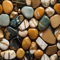 AI illustration of an array of assorted multicolored stones arranged in a pile.