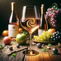 AI illustration of beautiful wine with a spiral symbol, fresh vibes