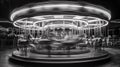 AI illustration of a black and white shot of a classic carousel. Royalty Free Stock Photo