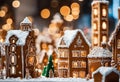 An AI illustration of christmas village from different angles with christmas trees and buildings aro Royalty Free Stock Photo