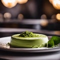 An AI illustration of a close up of a plate with green food on it