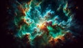 AI illustration of a cosmic landscape featuring glowing stars and clouds in the foreground Royalty Free Stock Photo