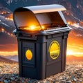 AI illustration of a delightful small bin containing the radiant sun within its confines