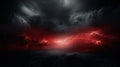 AI illustration of a dramatic sky filled with dark ominous clouds and bright streaks of red light. Royalty Free Stock Photo