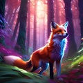 AI illustration of an enchanted forest with a pure soul fox