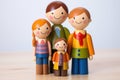 AI illustration of a family of wooden figurines on a wooden table