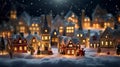 An AI illustration of a small christmas village has been set up in the snow Royalty Free Stock Photo