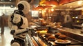 AI illustration of A futuristic robot making food. Royalty Free Stock Photo