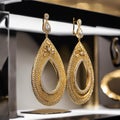 An AI illustration of a pair of diamond earrings sits on a shelf at a jewelry store Royalty Free Stock Photo