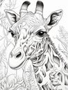AI illustration of a giraffe standing in the lush vegetation of a jungle Royalty Free Stock Photo