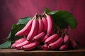 AI illustration of a group of ripe pink bananas.