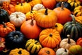 AI illustration of a heap of colorful pumpkins