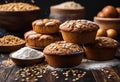 AI illustration of homemade muffins topped with seeds