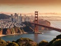 AI illustration of the iconic Golden Gate Bridge in San Francisco, California.