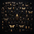 An AI illustration of insects are made up of small and large bugs, and many smaller ones are gold