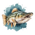 AI illustration of a large-mouth bass, a species of freshwater fish found in North America Royalty Free Stock Photo